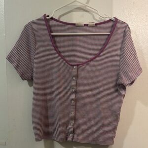 Levi's Ribbed Pink and Purple Striped Button-Down Shirt